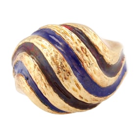 COST Enamel 14K Gold Cocktail Ring Size 6