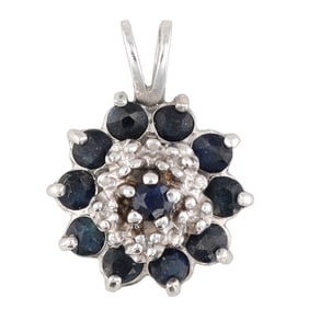 Sapphire Diamond 14K White Gold Pendant