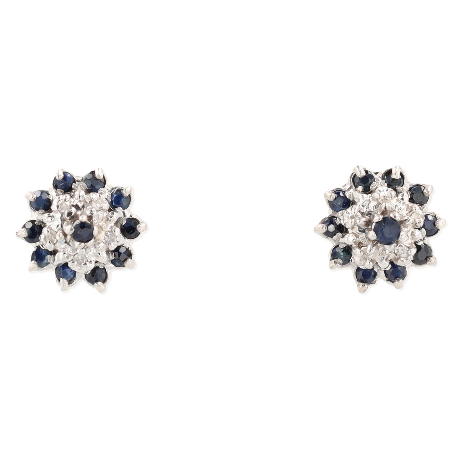 Sapphire Diamond 14K White Gold Stud Earrings (1 of 3)