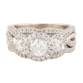 Diamond 14K White Gold Wedding Ring Set Size 6