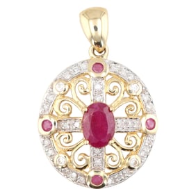 DV Ruby Diamond 10K Gold Pendant