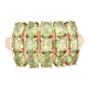F Peridot 10K Gold Cocktail Ring Size 7
