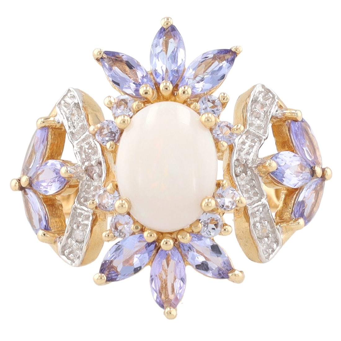 Opal Diamond Amethyst 14K Gold Ring Size 6.75 (1 of 7)