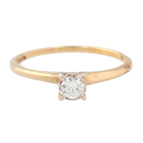 Diamond 14K Gold Solitaire Ring Size 6.25