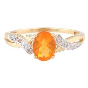 STS Zircon Diamond 14K Gold Cocktail Ring Size 8.25