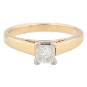 ZEI Diamond 14K Gold Solitaire Ring Size 6.75