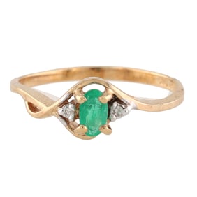 REGO Diamond Lab Emerald 10K Gold Ring Size 6