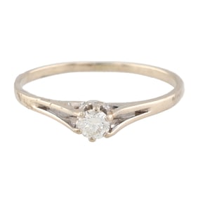 Diamond 14K Gold Solitaire Ring Size 6.5