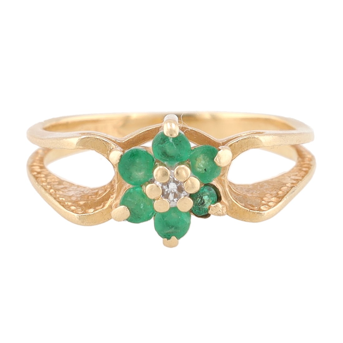 SB Diamond Emerald 14K Gold Cocktail Ring Size 4 (1 of 6)