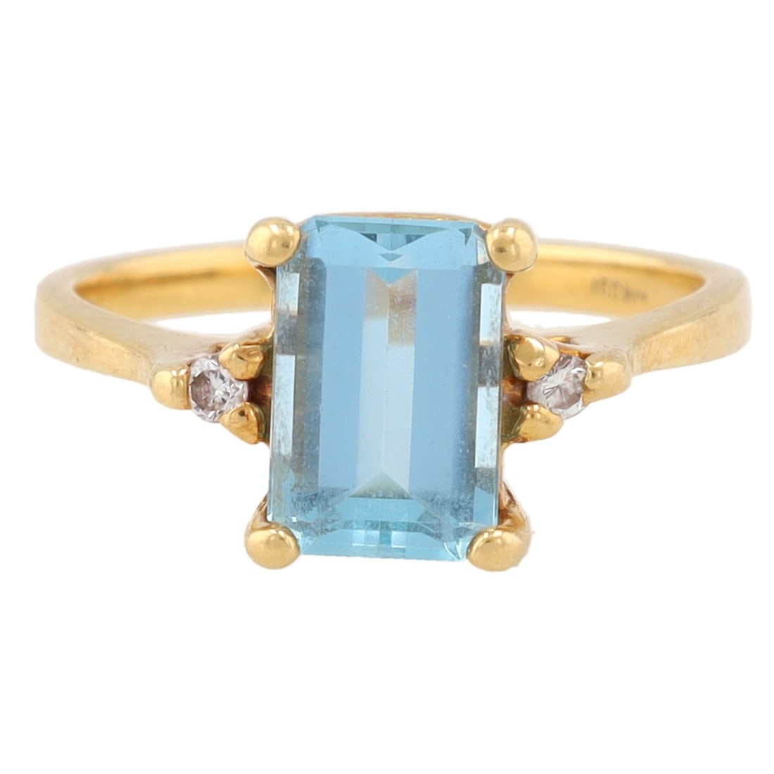 Aquamarine Diamond 18K Gold Cocktail Ring Size 6 (1 of 7)