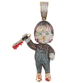 Chucky Doll Diamond 10K Gold Serial Killer Pendant