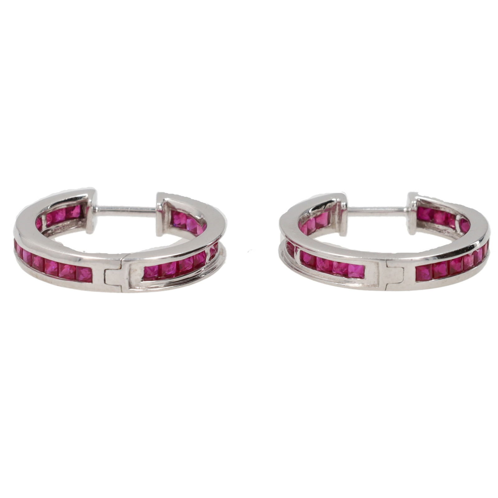 A Ruby 14K White Gold Hoop Earrings 3/4 Inches 4.5 G (1 of 5)