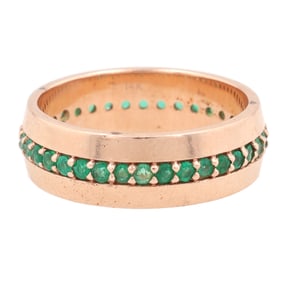 Emerald 14K Gold Cocktail Ring Size 8