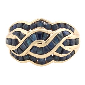 Black Spinel 14K Gold Cocktail Ring Size 7.5