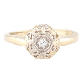 Diamond 14K Gold Cocktail Ring Size 5.75 2.3 G