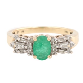 Emerald Diamond 10K Gold 6.75 3.5 G