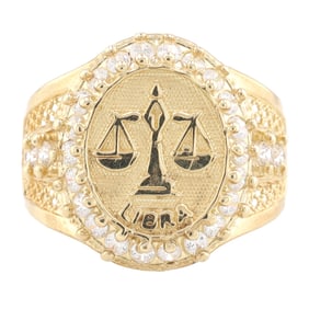 10K Gold Libra Zodiac Ring Size 10.5