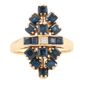Topaz Diamond 18K Gold Cocktail Ring Size 5.25