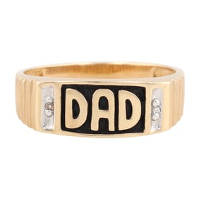 Diamond 14K Gold DAD Ring Size 9.75
