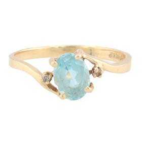 Topaz Diamond 14K Gold Ring Size 6