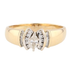 Diamond 14K Gold Cocktail Ring Size 12.5