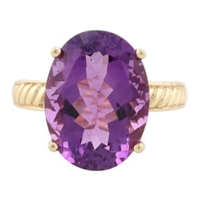 Amethyst 10K Gold Cocktail Ring Size 6.5