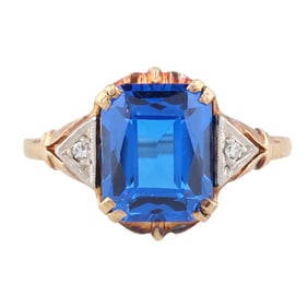 Topaz Diamond 10K Gold Ring Size 7
