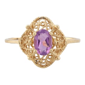 Amethyst 10K Gold Ring Size 8.25