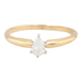 Diamond 18K Gold Solitaire Ring Size 8.25
