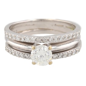 Diamond 14K White Gold Wedding Ring Size 6