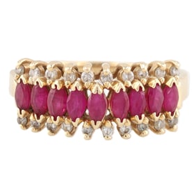 Ruby Diamond 14K Gold Ring Size 7