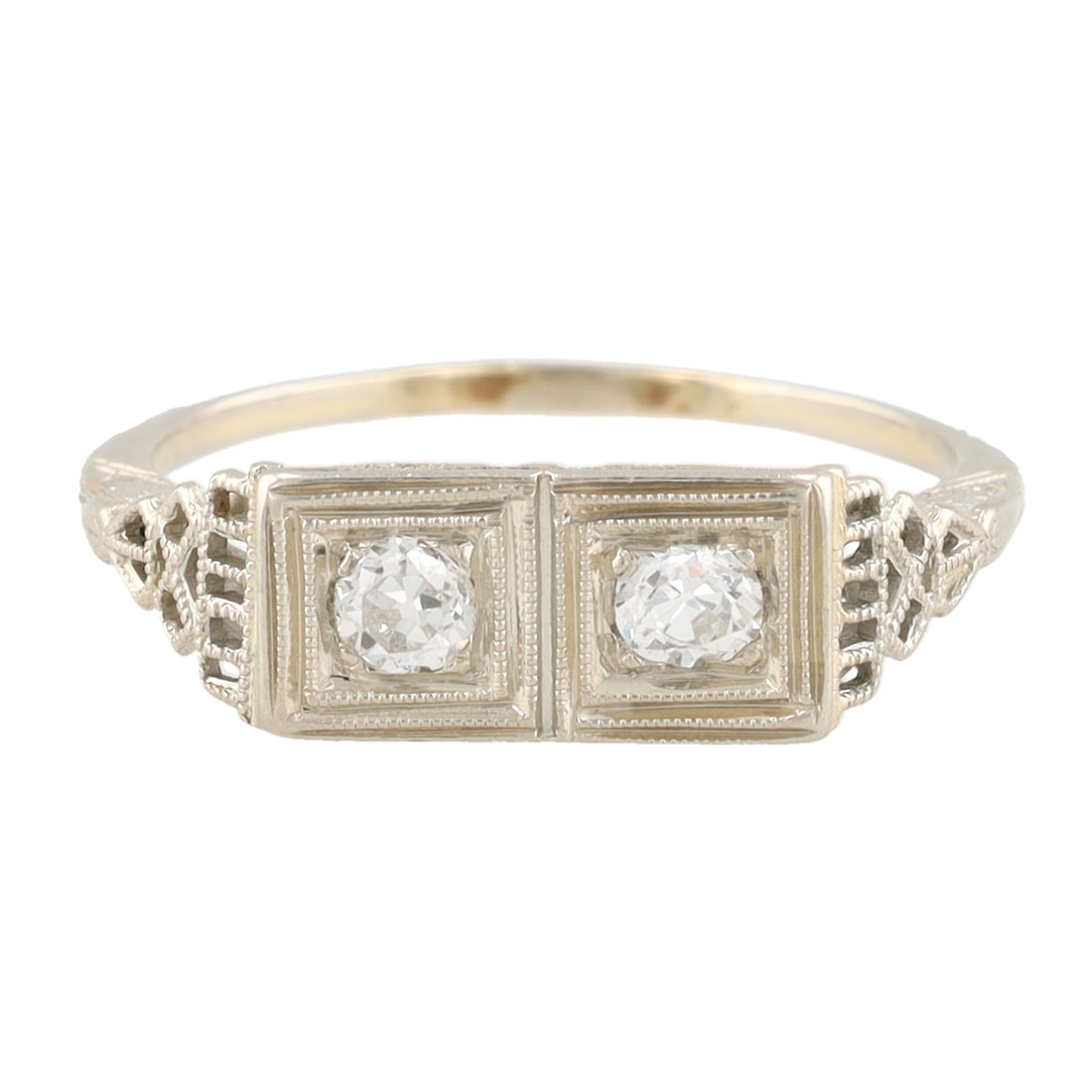 Vintage Diamond 14K White Gold Deco Style Cocktail Ring Size 7.75 (1 of 5)