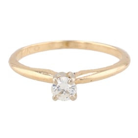 Diamond 14K Gold Solitaire Ring Size 4.75