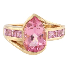 Pink Topaz 10K Gold Ring Size 8