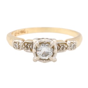 Diamond 14K Gold Cocktail Ring Size 6.75