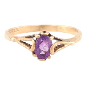 Amethyst 10K Gold Cocktail Ring Size 5.75