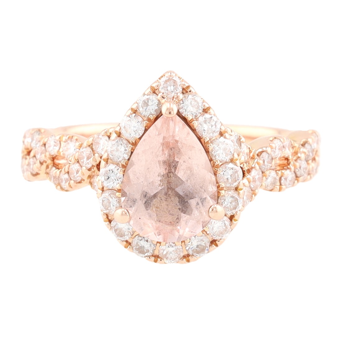 14k Gold Neil Lane Rose Quartz Diamond Ring Size 6.5 (1 of 6)