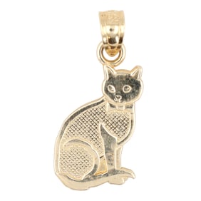 14K Gold I Love My Cat CT Pendant