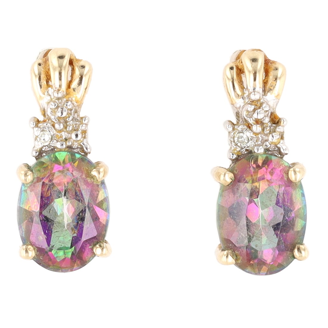 Mystic Topaz Diamond 10K Gold Earrings 2 G: Mystic Topaz Diamond 10K Gold Earrings 2 G Approximately 2 TCW