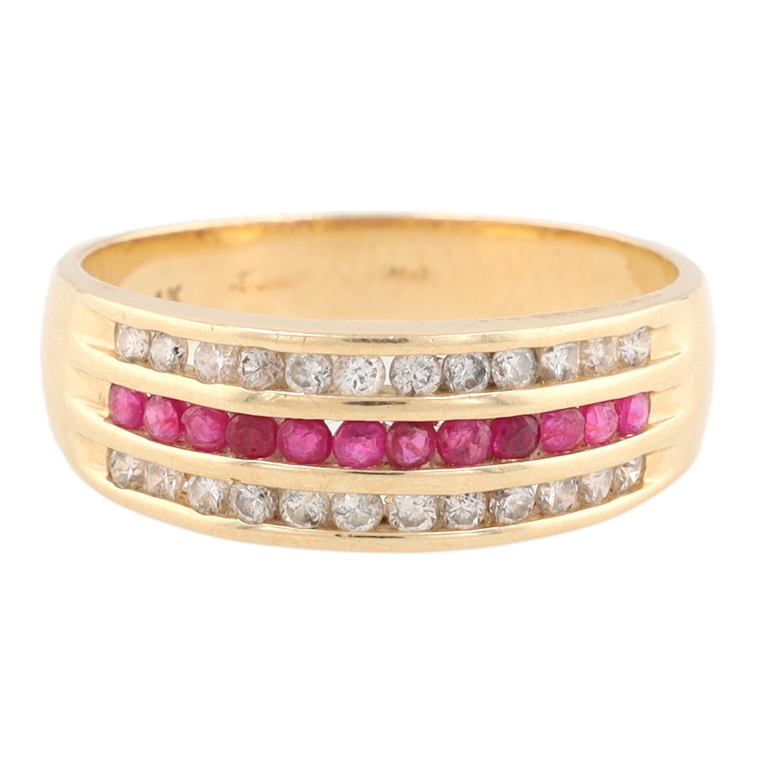 Ruby Diamond 14K Gold Cocktail Ring Size 6.75 (1 of 6)