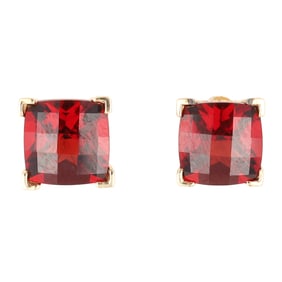 Cushion Cut Cubic Zirconia 14K Gold Stud Earrings
