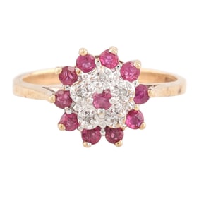 Ruby Diamond 10K Gold Ring Size 6.5