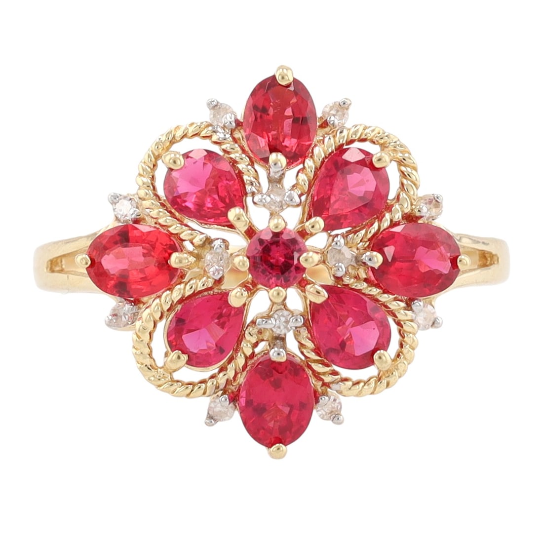 Pink Tourmaline White Topaz 14K Gold Ring Size 6.5 (1 of 7)