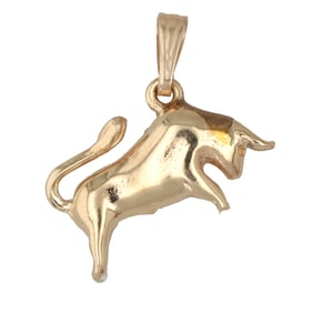 14K Gold Bull Pendant