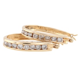 NA Diamond 14K Gold Hoop Earrings