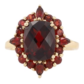 SCBS Cushion Cut Garnet 10K Gold Cocktail Ring