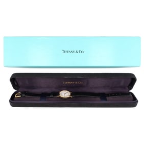 Tiffany & Co NY 14K Gold Swiss Made Watch Leather Band Like New