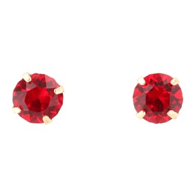 Red Gemstone 14K Gold Stud Earrings