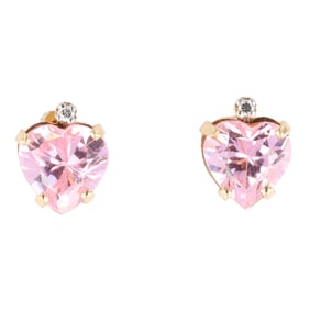 Pink Gemstone 14K Gold Stud Earrings