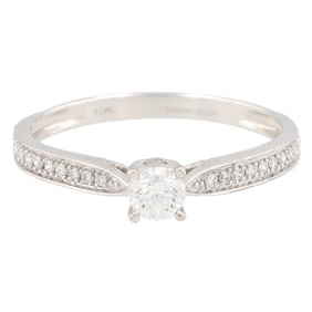 Diamond 10K White Gold Cocktail Ring Size 6